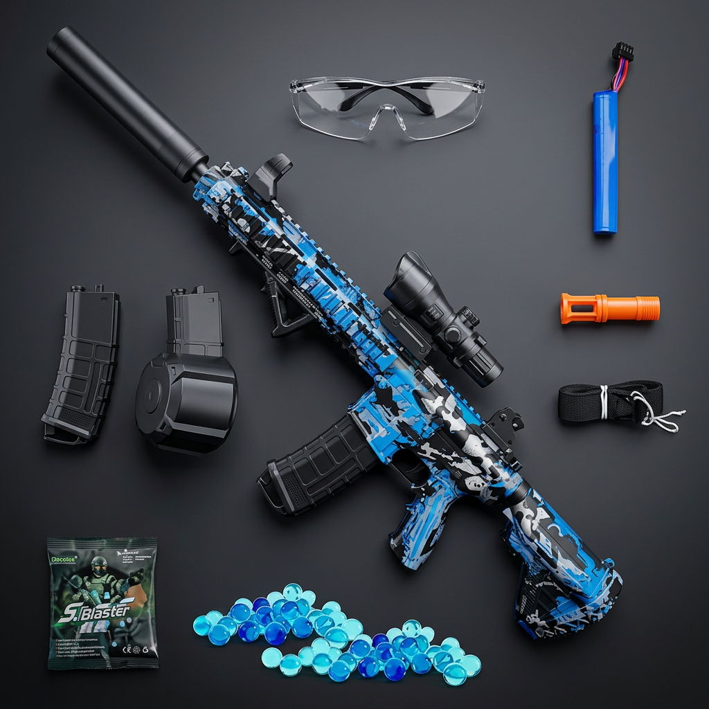 Gel Blazer™ M416 Automatic Rifle – High-Speed Electric Toy Gun with Dual Magazines & Full Sized Supressor