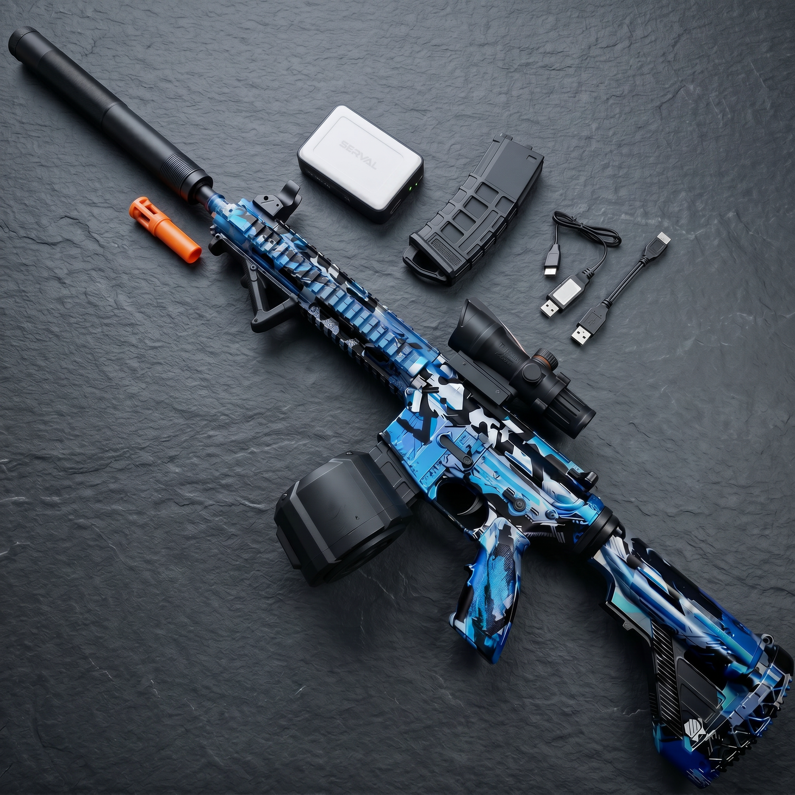 Gel Blazer™ M416 Automatic Rifle – High-Speed Electric Toy Gun with Dual Magazines & Full Sized Supressor